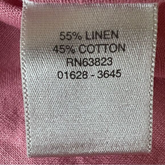 Christopher & Banks Linen Cotton Blend Pink Short Sleeve Layering Button Blouse - Picture 7 of 12